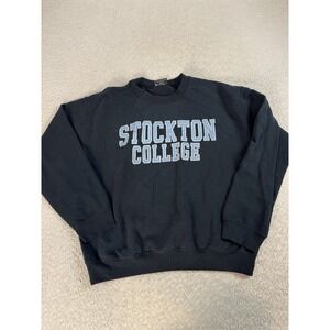 Vintage MV Sport Mens Stockton College Crewneck Sweatshirt Navy Medium